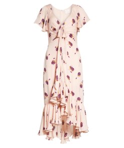 Cinq à Sept Mateo Ruffle Trim Silk Dress
