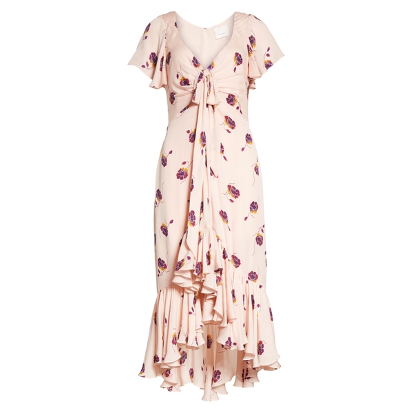 Cinq à Sept Mateo Ruffle Trim Silk Dress