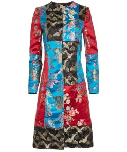 Alice + Olivia Logan Patchwork Collarless Coat