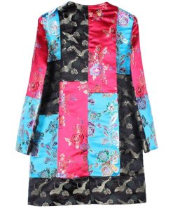 Alice + Olivia Logan Patchwork Collarless Coat