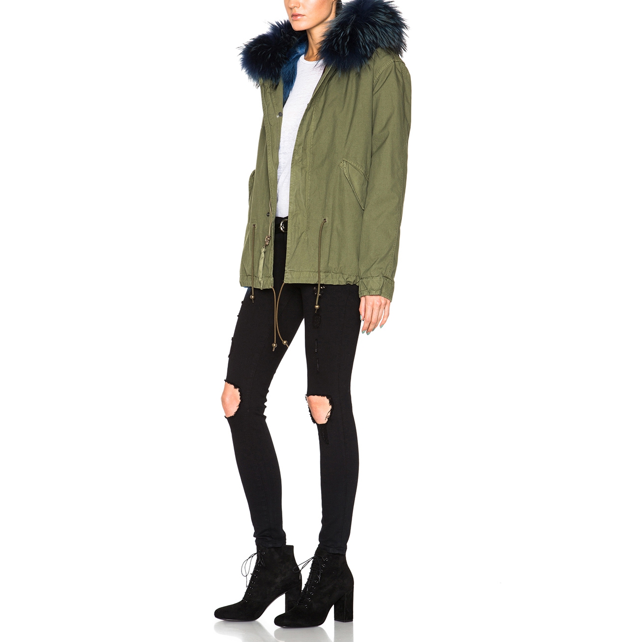 Mr & Mrs Italy Mini Coyote & Raccoon Fur-Detailed Army Parka – evaChic