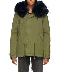 Mr & Mrs Italy Mini Coyote & Raccoon Fur-Detailed Army Parka