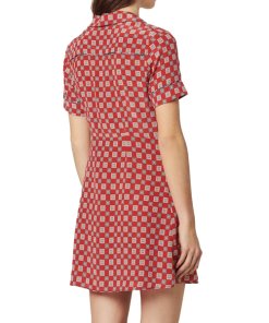 Sandro Violet Geometric Silk Shirtdress