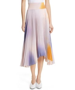 A.L.C. Sonali Smocked Tie-Dye Plissé Midi Skirt