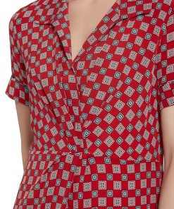 Sandro Violet Geometric Silk Shirtdress