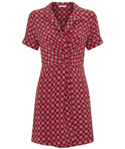 Sandro Violet Geometric Silk Shirtdress
