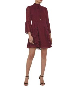 Ted Baker Haleat Dobby Ruffle Fil-Coupé Dress