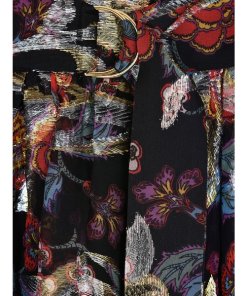 The Kooples Bollywood Floral Lurex Asymmetric Midi Skirt
