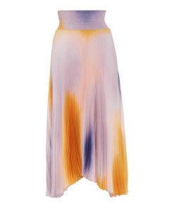 A.L.C. Sonali Smocked Tie-Dye Plissé Midi Skirt