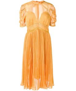 Self-Portrait Cold-Shoulder Pleated Chiffon Midi Dress  evaChic
