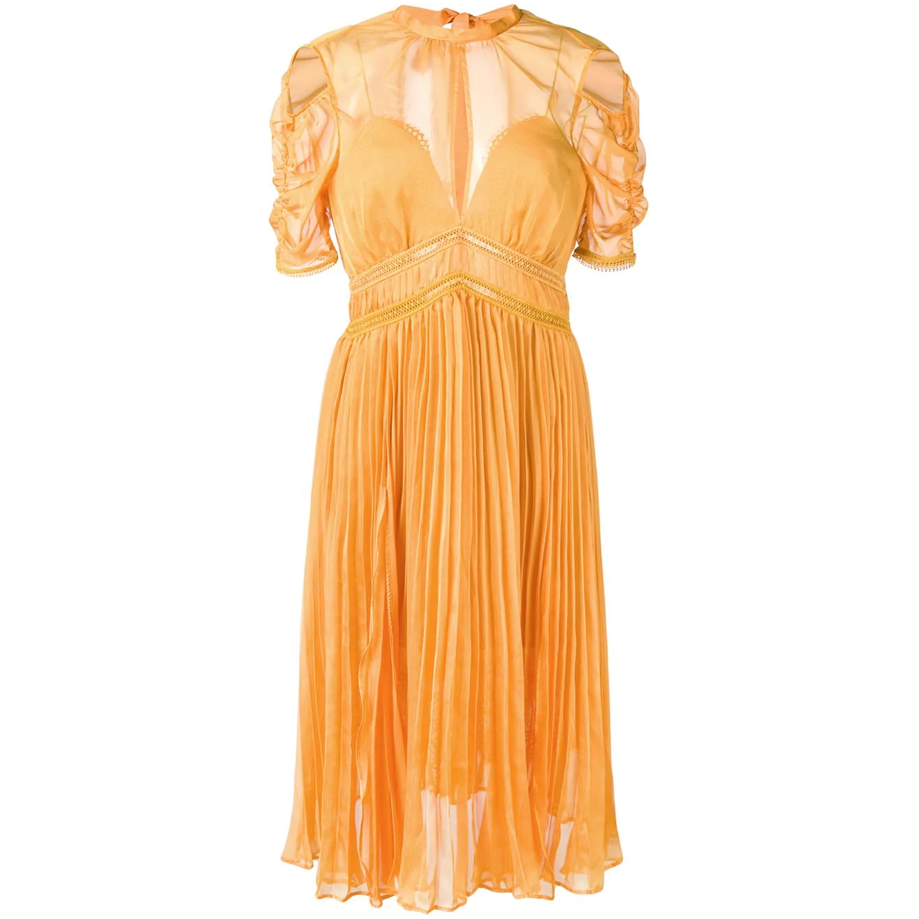 Self-Portrait Cold-Shoulder Pleated Chiffon Midi Dress  evaChic