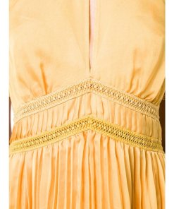 Self-Portrait Cold-Shoulder Pleated Chiffon Midi Dress