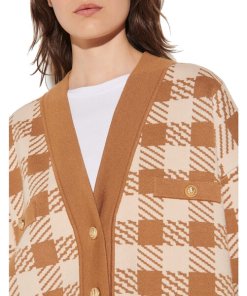 Sandro Jisou Oversized Check Cardigan