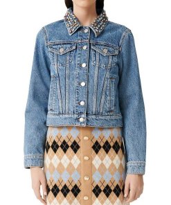 Maje Bianca Embellished Denim Jacket