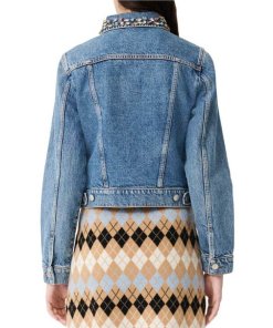 Maje Bianca Embellished Denim Jacket
