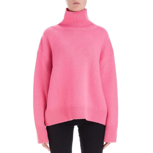 CELINE カシミアニット　メランジェピンク　S Celine Asymmetric Cashmere Turtleneck Sweater – evaChic