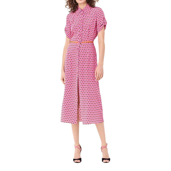 30% extra off] Diane von Furstenberg Georgia Silk Crepe De Chine Midi Shirt  Dress  evaChic