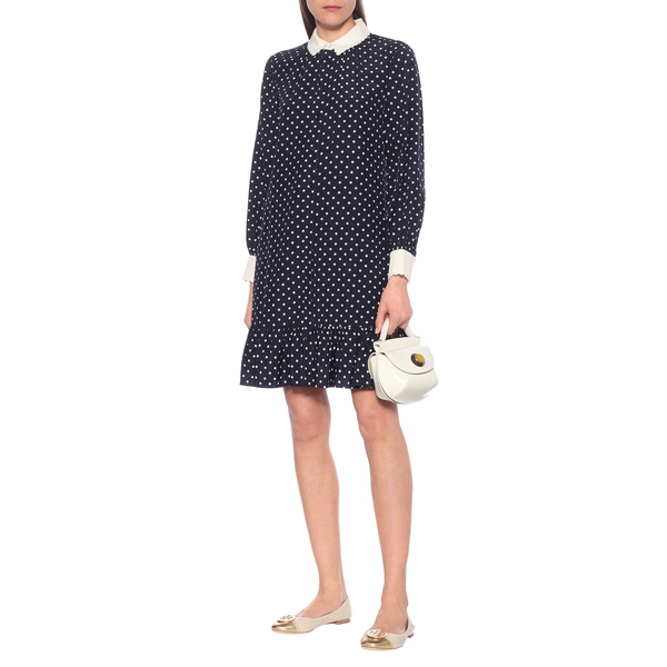 Tory Burch Cora Polka-Dot Silk Shirtdress