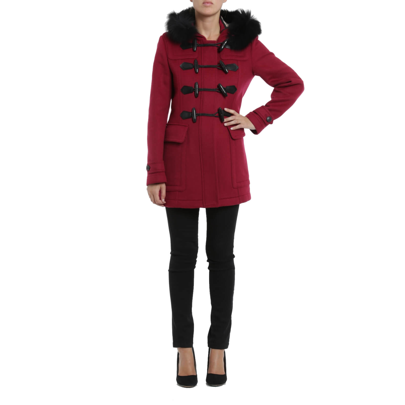 Burberry Brit Fur-Trim Wool Duffle Coat – evaChic