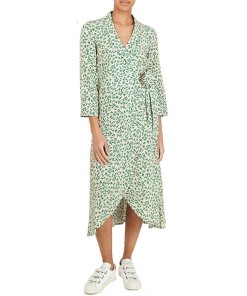 Ganni Floral Print Crepe Wrap Dress evaChic Ganni Floral Print Crepe Wrap Dress evaChic