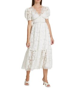 self-portrait embellished ribbon lace midi dress
