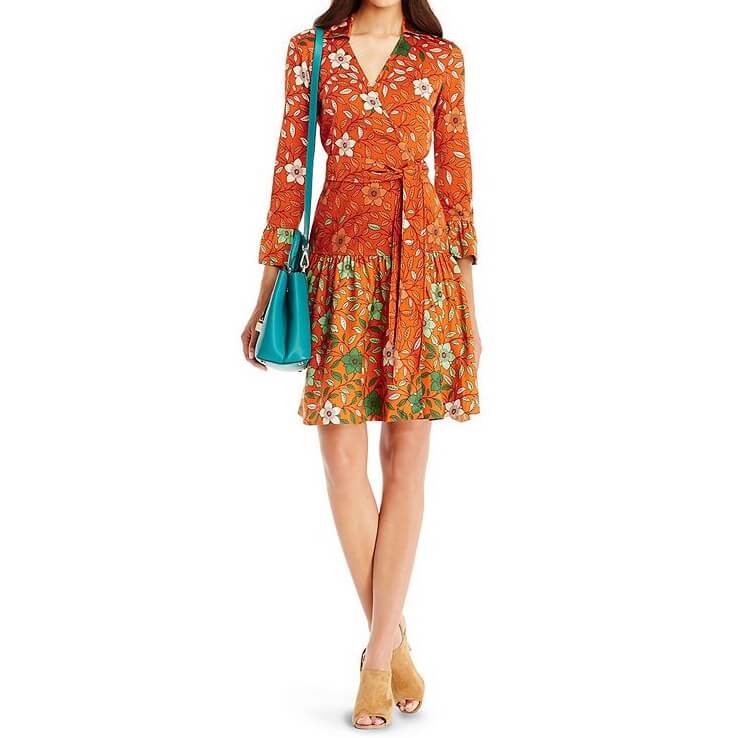Diane von Furstenberg Sylvia Silk Combo Wrap Dress  evaChic