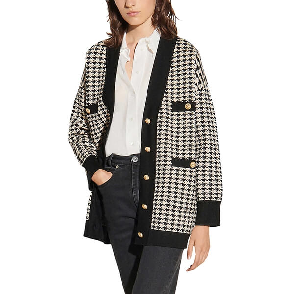 Sandro Dane Long Houndstooth Cardigan – evaChic