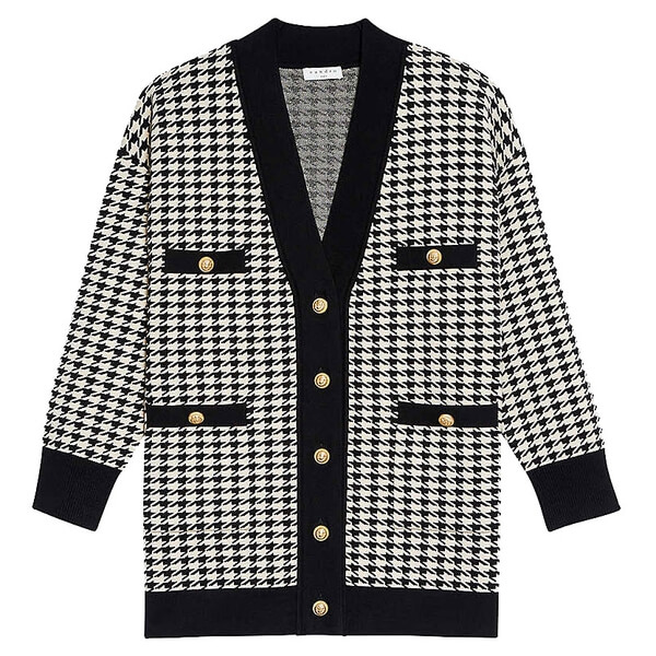 Sandro Dane Long Houndstooth Cardigan – evaChic