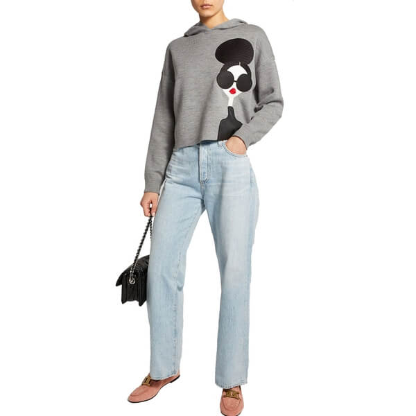 Alice+Olivia Wool-Blend Oscar Stace Face Hoodie – evaChic