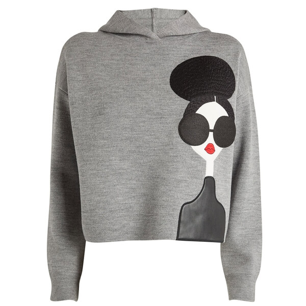 alice +olivia   ステイシーパーカー OSCAR STACEFACE HOODIE in SOFT WHITE | ALICE + OLIVIA