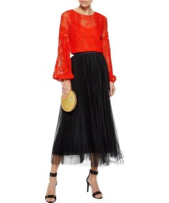 Maje-Jesi-Pleated-Tulle-Midi-Skirt