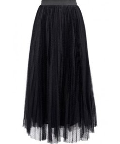 Maje-Jesi-Pleated-Tulle-Midi-Skirt