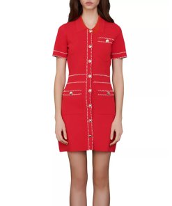 Maje Ross Contrast Knit Dress