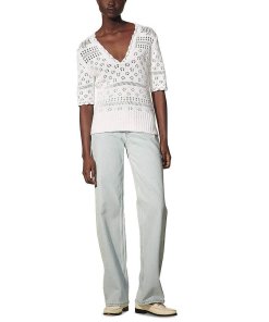 Sandro Joe Pointelle-Knit Cotton Sweater