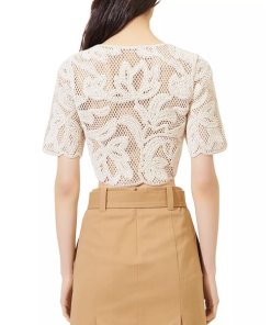 Maje Ibiza Collection Leona Open-Knit Crop Top