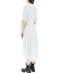 Ganni Floral Crêpe Wrap Dress