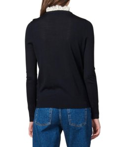 Sandro Colane Eyelet Detail Wool Blend Sweater