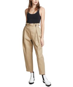 Alexander Wang Studded Belt-Loop Paperbag-Waist Pants