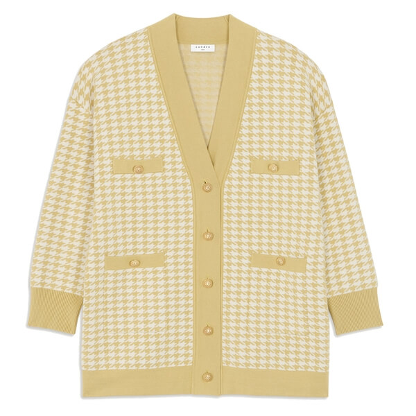Sandro Dane Oversized Houndstooth Cardigan