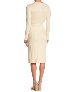 Diane von Furstenberg Marie Ribbed Knit Wrap Midi Dress