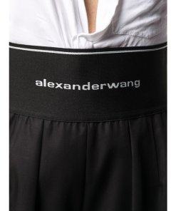 Alexander Wang Logo Elastic Waist Wide-Leg Pants