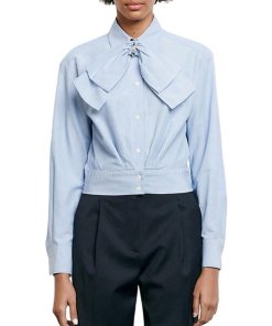 Sandro Saul Removable Bow Cropped Shirt