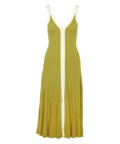 Sandro Elwire Ribbed Two-Tone Knit Midi Dress
