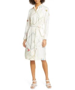 Tory Burch Afternoon Tea Floral Long-Sleeve Silk Shirtdress evaChic Tory Burch Afternoon Tea Floral Long-Sleeve Silk Shirtdress evaChic