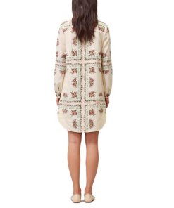 Tory Burch Cora Garden Veil Long-Sleeve Silk Shirtdress