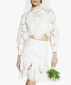 Maje Julie Guipure Lace Mini Skirt