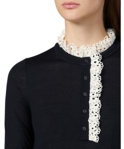 Sandro Colane Eyelet Detail Wool Blend Sweater