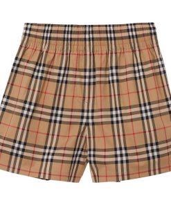 Burberry Vintage Check Side-Stripe Stretch Cotton Shorts