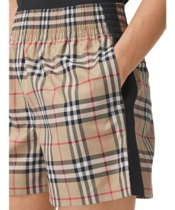 Burberry Vintage Check Side-Stripe Stretch Cotton Shorts