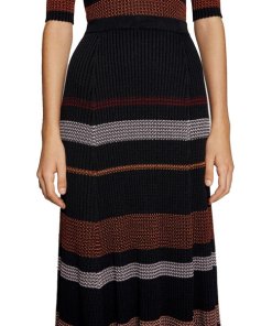 Proenza Schouler Zig-Zag Stripe Knit Midi Skirt